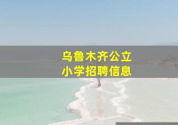 乌鲁木齐公立小学招聘信息