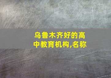 乌鲁木齐好的高中教育机构,名称