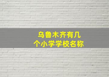 乌鲁木齐有几个小学学校名称