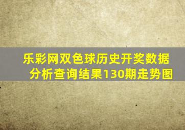 乐彩网双色球历史开奖数据分析查询结果130期走势图