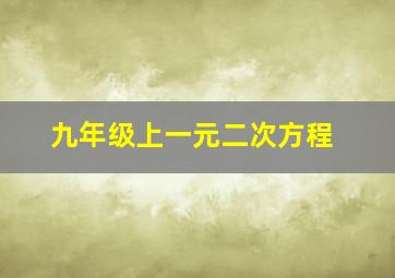 九年级上一元二次方程