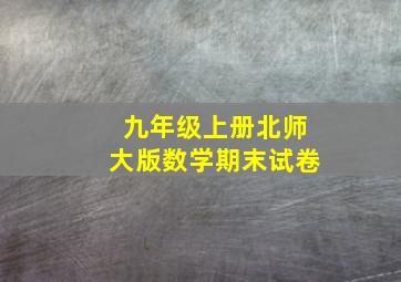 九年级上册北师大版数学期末试卷