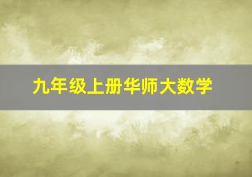 九年级上册华师大数学