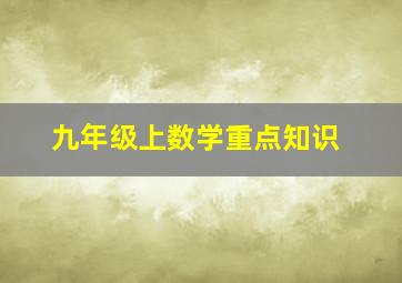 九年级上数学重点知识