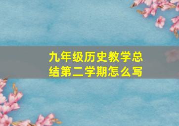 九年级历史教学总结第二学期怎么写