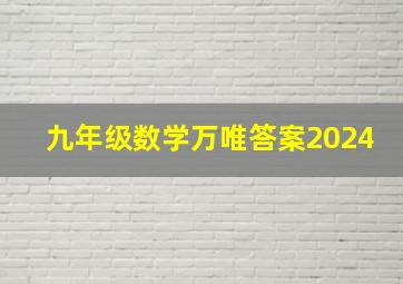 九年级数学万唯答案2024