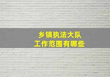 乡镇执法大队工作范围有哪些