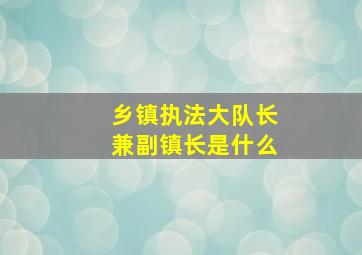 乡镇执法大队长兼副镇长是什么