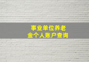 事业单位养老金个人账户查询