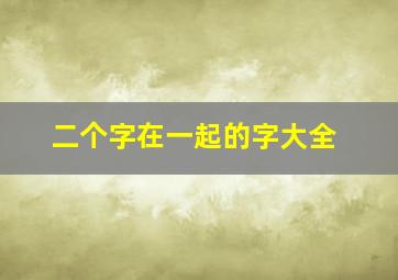 二个字在一起的字大全