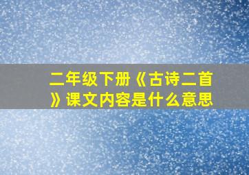 二年级下册《古诗二首》课文内容是什么意思