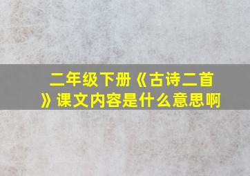 二年级下册《古诗二首》课文内容是什么意思啊