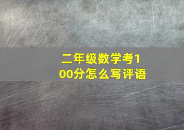 二年级数学考100分怎么写评语