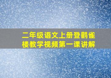 二年级语文上册登鹳雀楼教学视频第一课讲解