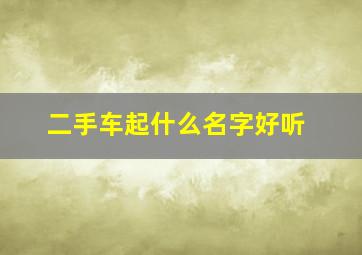 二手车起什么名字好听