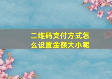 二维码支付方式怎么设置金额大小呢