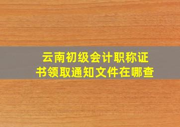 云南初级会计职称证书领取通知文件在哪查