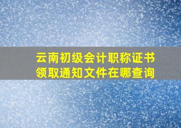 云南初级会计职称证书领取通知文件在哪查询