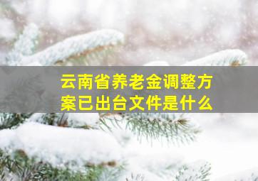 云南省养老金调整方案已出台文件是什么