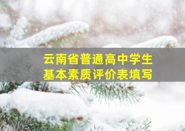 云南省普通高中学生基本素质评价表填写