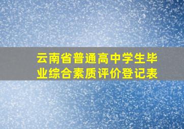 云南省普通高中学生毕业综合素质评价登记表