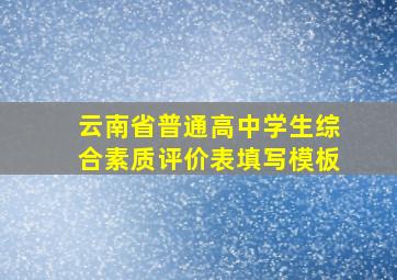 云南省普通高中学生综合素质评价表填写模板