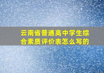 云南省普通高中学生综合素质评价表怎么写的