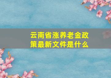 云南省涨养老金政策最新文件是什么