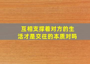 互相支撑着对方的生活才是交往的本质对吗