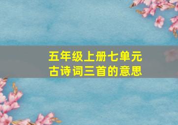 五年级上册七单元古诗词三首的意思