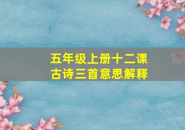 五年级上册十二课古诗三首意思解释