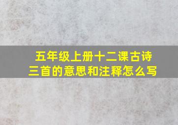 五年级上册十二课古诗三首的意思和注释怎么写