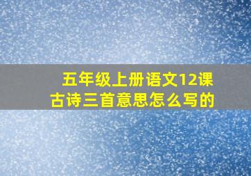 五年级上册语文12课古诗三首意思怎么写的