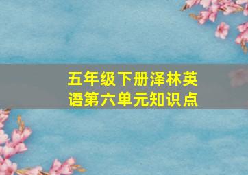 五年级下册泽林英语第六单元知识点