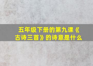 五年级下册的第九课《古诗三首》的诗意是什么