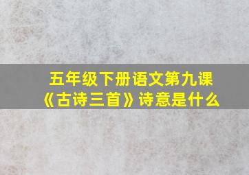 五年级下册语文第九课《古诗三首》诗意是什么