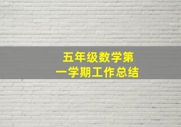 五年级数学第一学期工作总结