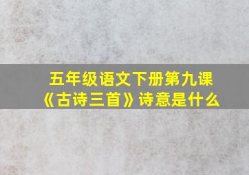 五年级语文下册第九课《古诗三首》诗意是什么