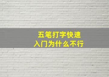 五笔打字快速入门为什么不行