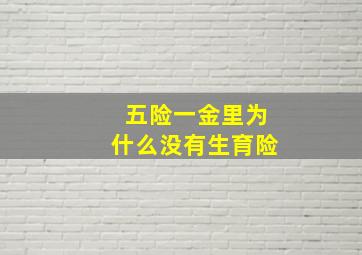 五险一金里为什么没有生育险