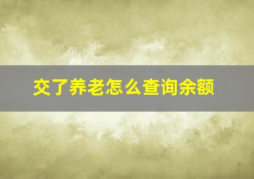 交了养老怎么查询余额