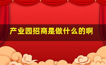 产业园招商是做什么的啊