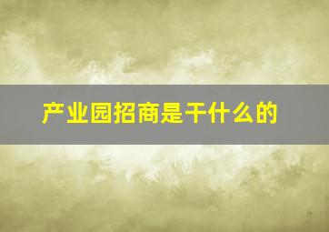 产业园招商是干什么的