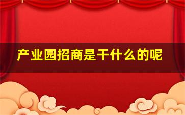 产业园招商是干什么的呢