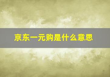 京东一元购是什么意思