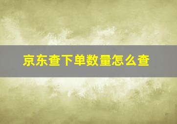 京东查下单数量怎么查