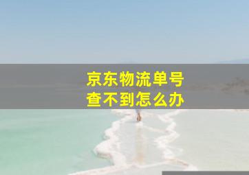 京东物流单号查不到怎么办