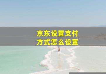 京东设置支付方式怎么设置