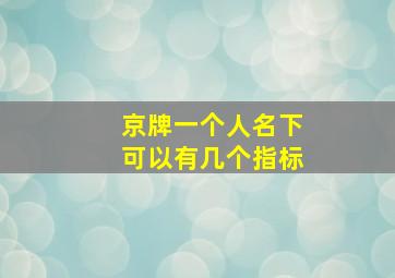 京牌一个人名下可以有几个指标