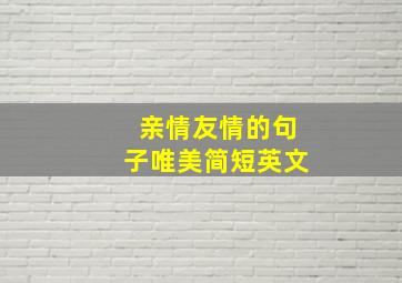 亲情友情的句子唯美简短英文